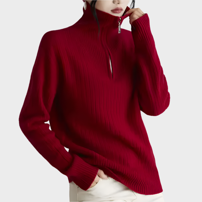 Cashmere Zipper Sweater – Thick Knit & Relaxed Fit
