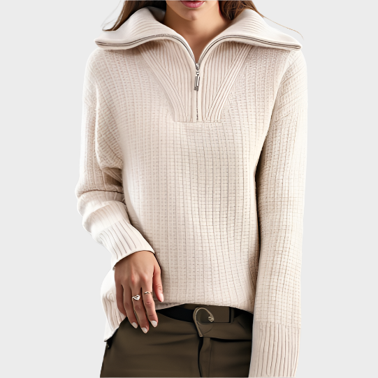 Cashmere Zipper Sweater – Thick Knit & Relaxed Fit